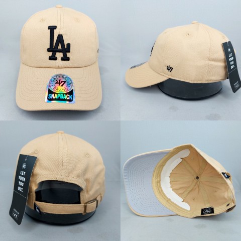TOPI SNAPBACK MELENGKUNG LA DODGERS 47 COKLAT MUDA